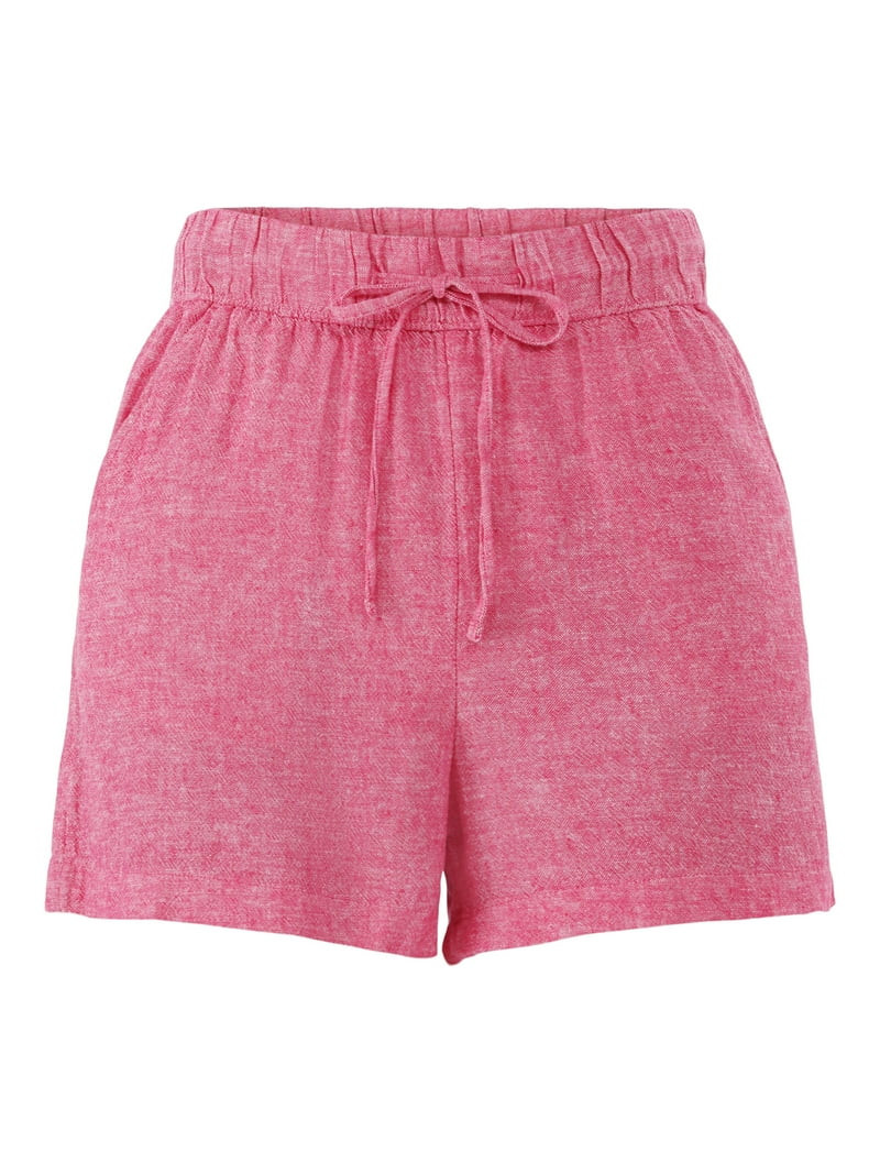 Time and Tru Women's Linen Blend Pull On Shorts, 3.5" Inseam, Sizes XS-XXXL | Walmart (US)