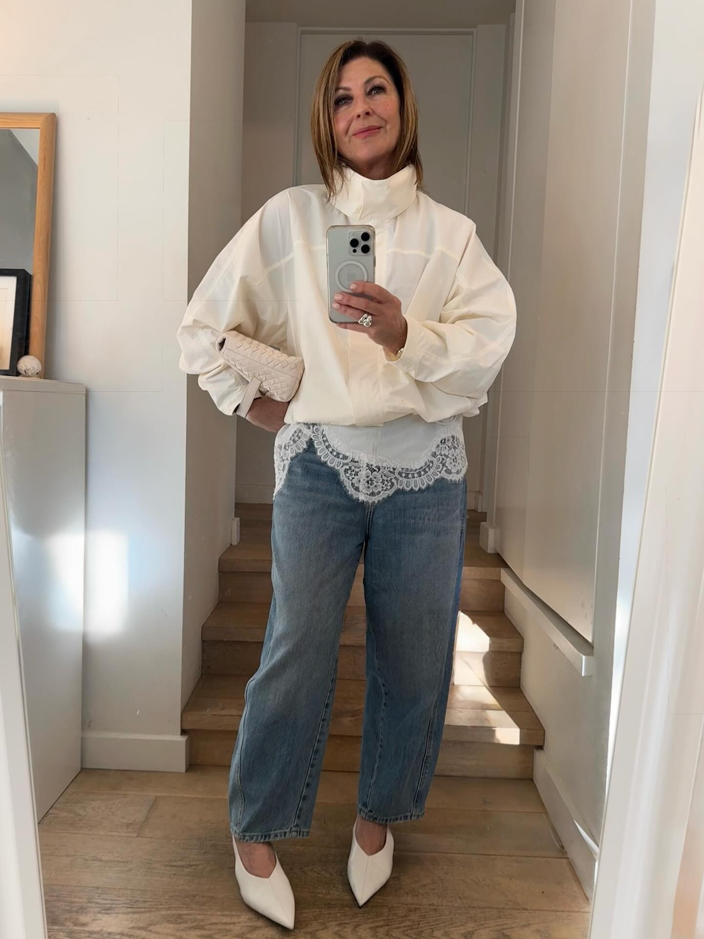 If you’re like me you probably wear jeans ALOT of the time.
So I’m always keen on new ways to style them. 
Which is why I’m loving the idea of a little bit of lace and a sporty jacket back with my denim.
Love this blouson @uniqloau which I have in black as well - I couldn’t help myself - is what I’ve been wearing on repeat . Love the laid back vibe, the casual edge and the idea of a shorter jacket feels so right at the moment. 
Oh and did you know the funnel neck ( stand up collar !) is the jacket shape of the season?
Barrel jeans are my favourite style of jeans at the moment , and these @zara are the best : love the slouchy look and the fact they’re so damn comfortable. 
Shop the post here 

#LTKover50style #LTKstyletip #LTKaustralia