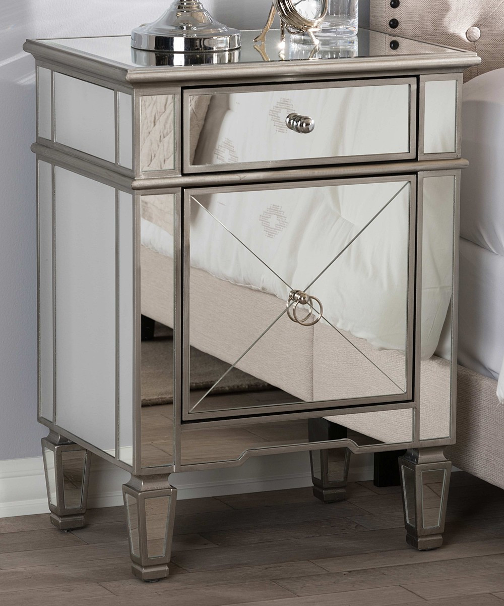 Baxton Studio Nightstands ""Silver"" - Claudia One-Drawer Mirror Nightstand | Zulily