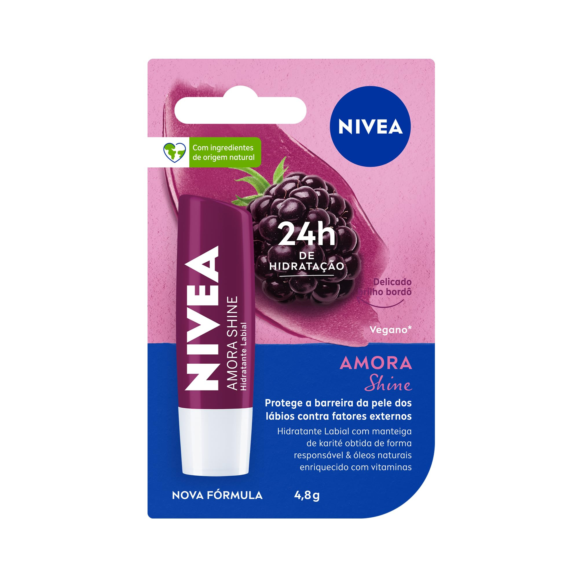 NIVEA Hidratante Labial Amora Shine 4,8 g - Cuidado intensivo para seus lábios, hidratação pro... | Amazon (BR)