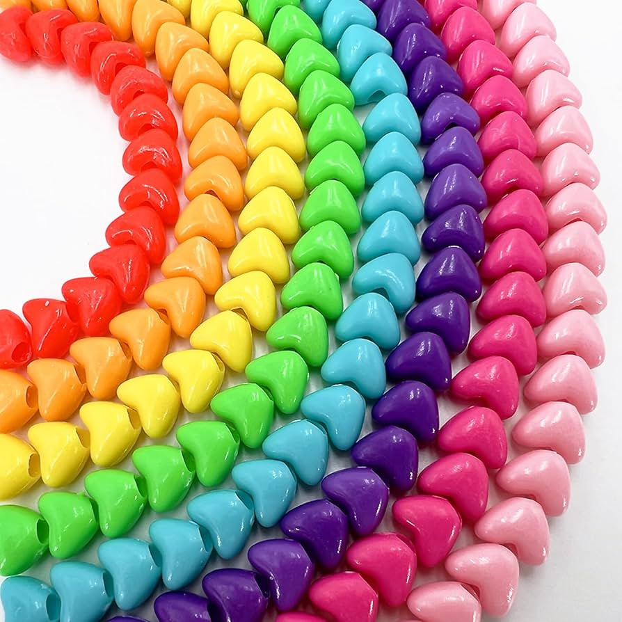 MIIIM 500 Pcs Colorful Heart Pony Beads Shapes for Friendship Bracelet, Large Hole Kandi Beads fo... | Amazon (US)