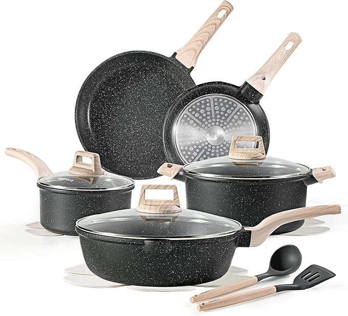 CAROTE 14Pcs Pots and Pans Set Non Stick, Cookware Sets Induction Cookware Granite Cooking Set wi... | Amazon (US)