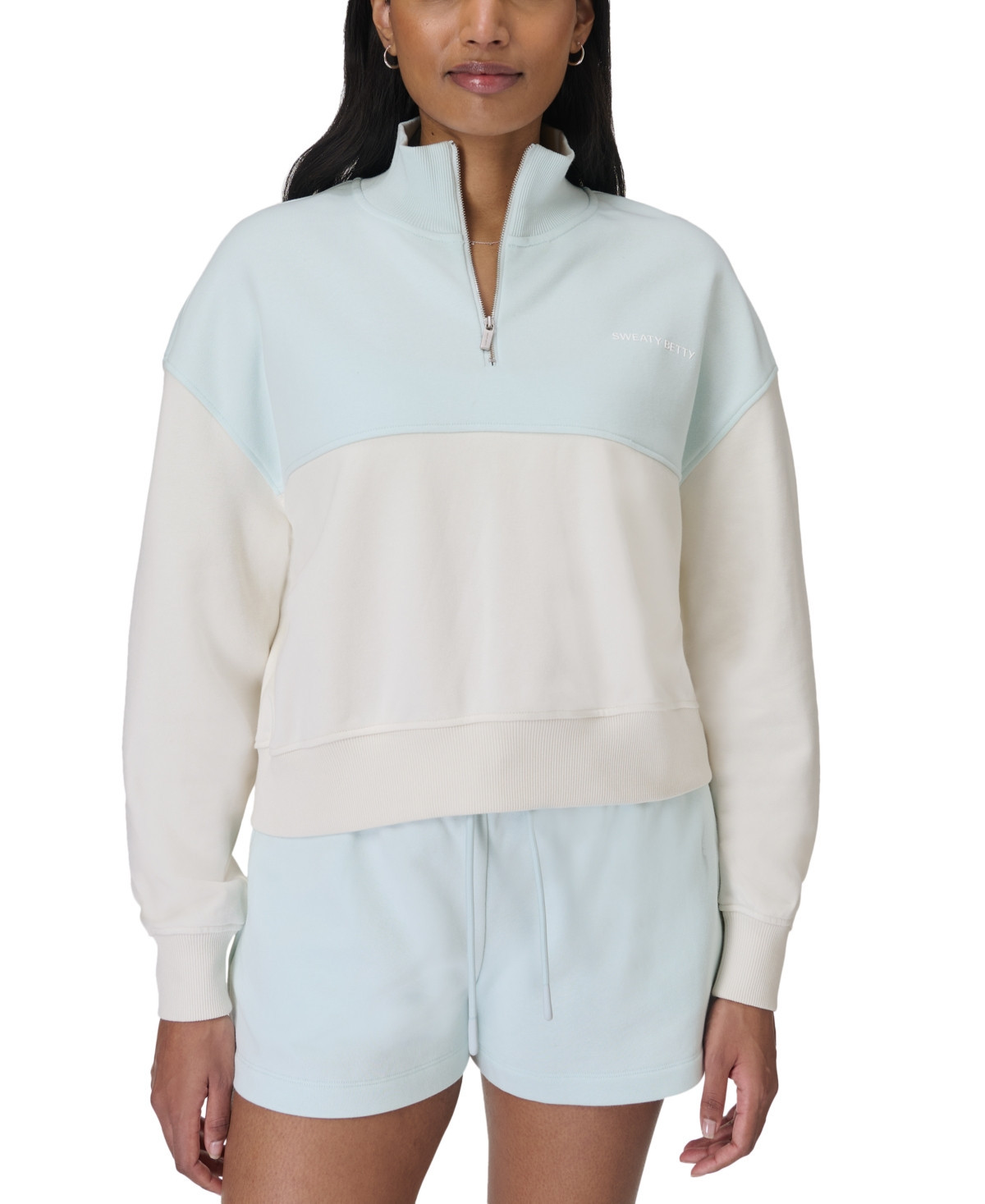 Sweaty Betty Women's Cropped Half-Zip Jacket - DayBreakBlue | Macy's