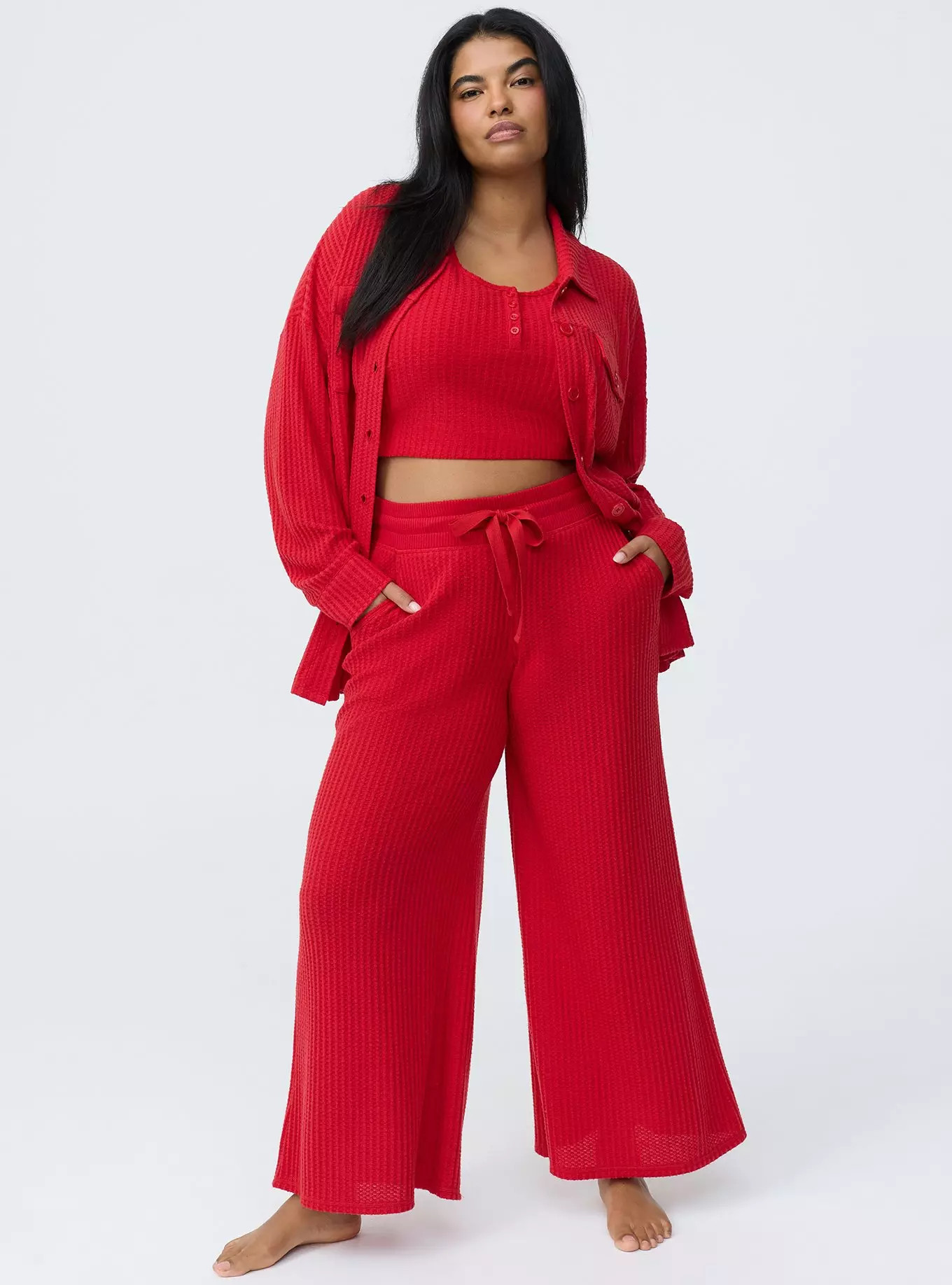 Super Soft Plush Waffle Wide-Leg Lounge Pant | Torrid (US & Canada)