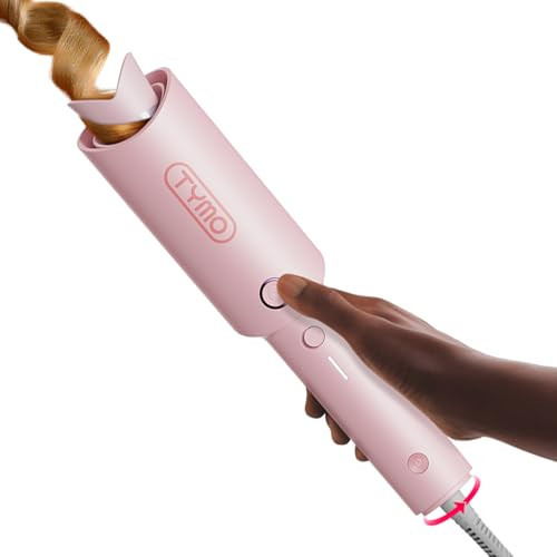 TYMO Automatic Rotating Curling Iron - TYMO CURLPRO Beach Waves Curling Wand, Portable Hair Curler, 500 Million Ionic, Dual Voltage & Lightweight for Travel, Ceramic Coating, 1 1/4 Inch, Pink | Amazon (US)
