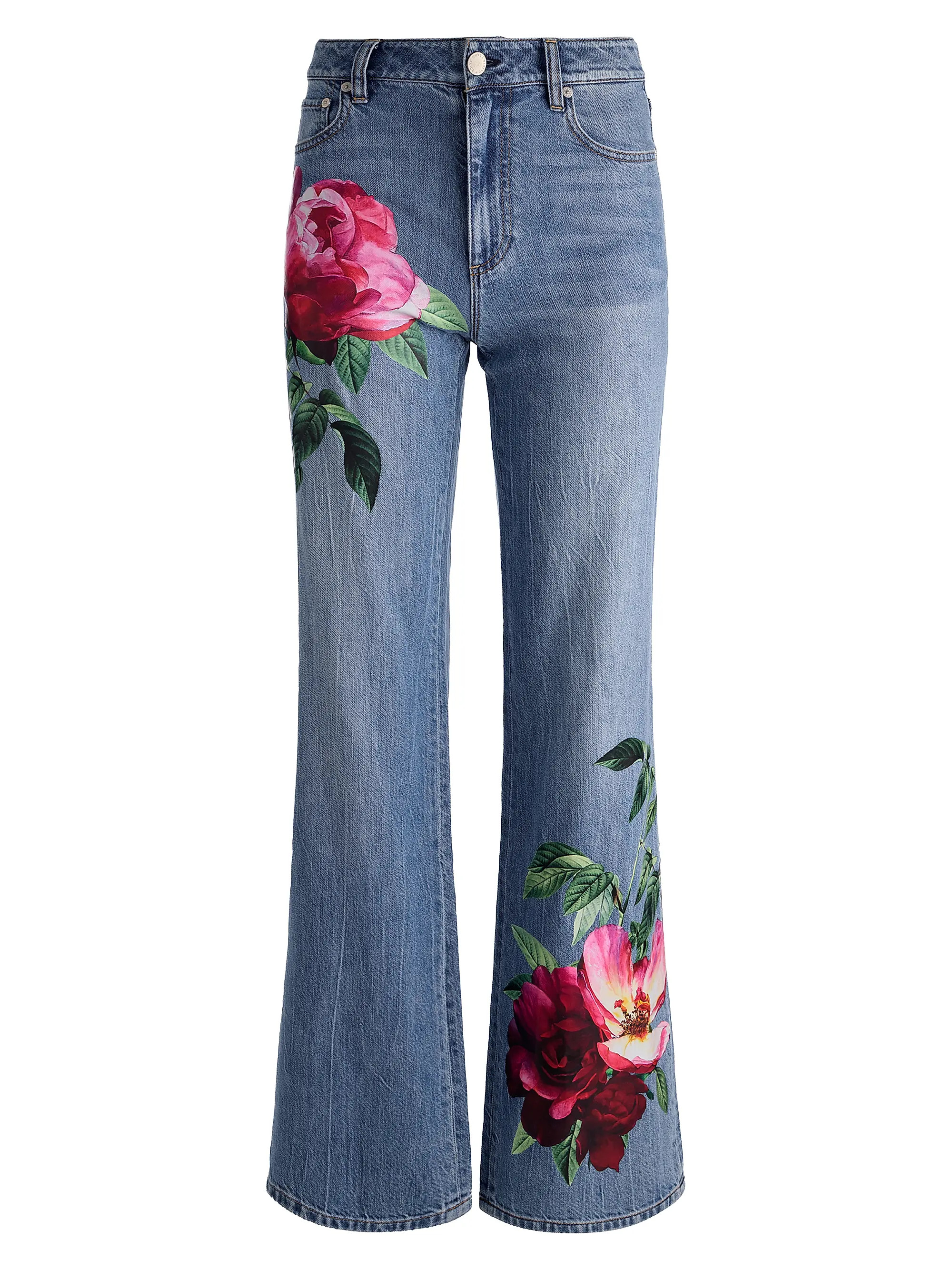 Chic Floral Placement High-Rise Flare Jeans | Saks Fifth Avenue