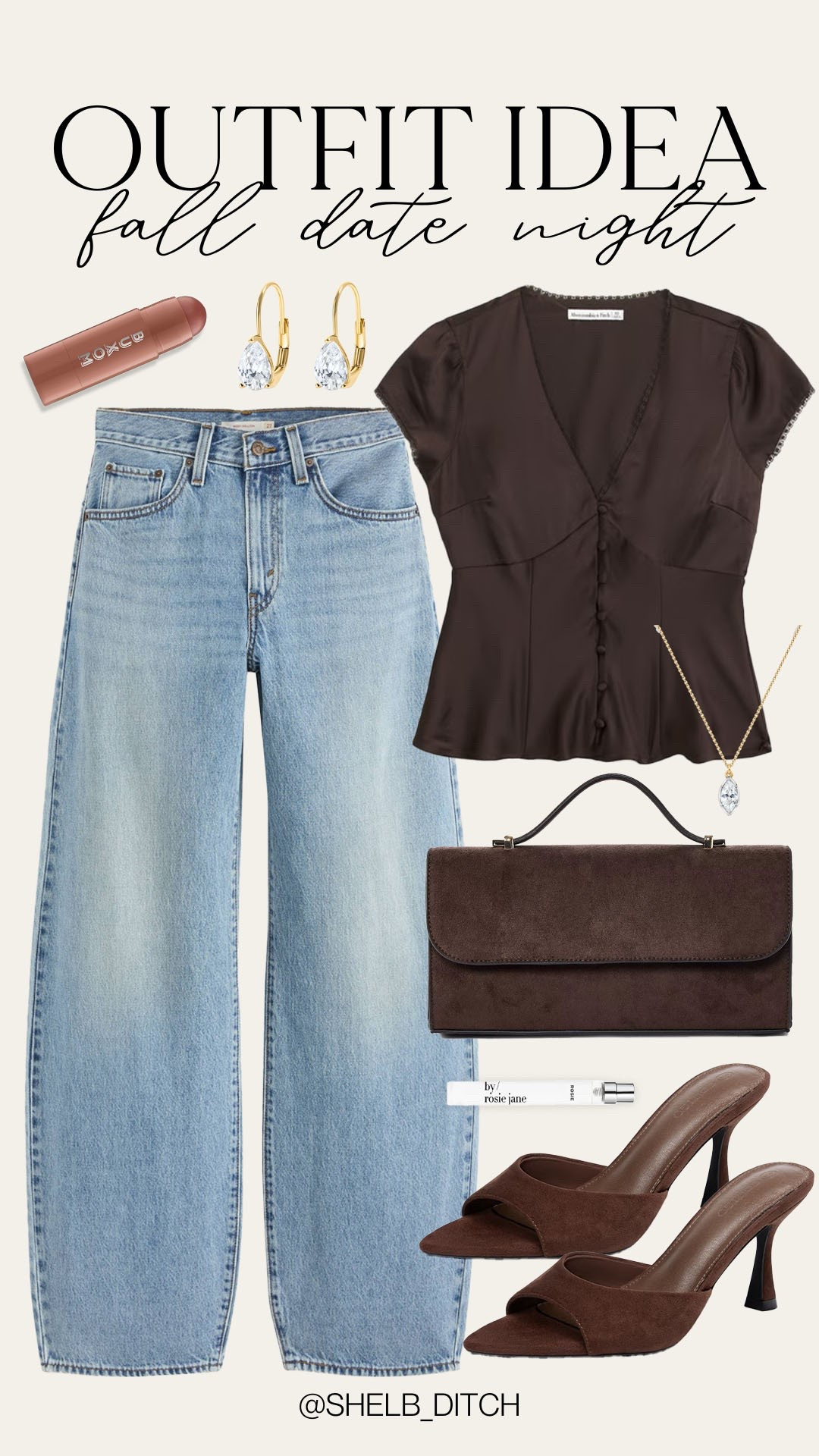 Check fall date night style. Fall date night outfit. Flattering denim. Satin blouse for fall. Suede fall heels. Suede clutch for fall. Girls night outfit.

#LTKootd #LTKSeasonal #LTKgrwm