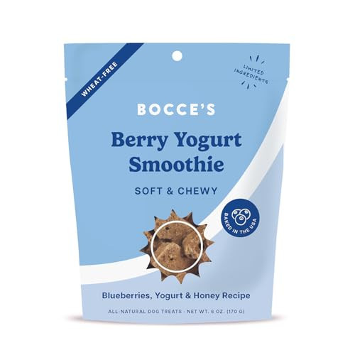 Bocce's Bakery Berry Smoothie Wellness Treats for Dogs, Wheat-Free Everyday Dog Treats, Made with Real Ingredients, Baked in The USA, All-Natural Soft & Chewy Cookies, 6 oz | Amazon (US)