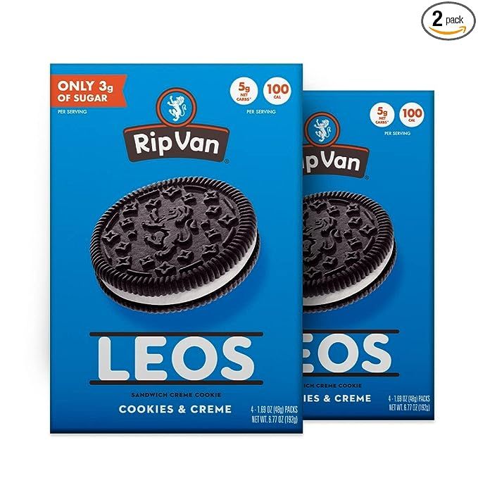 Rip Van LEOs - Cookies and Cream Sandwich Cookies - Keto - Low Sugar & Low Carb - Diabetic Snacks... | Amazon (US)