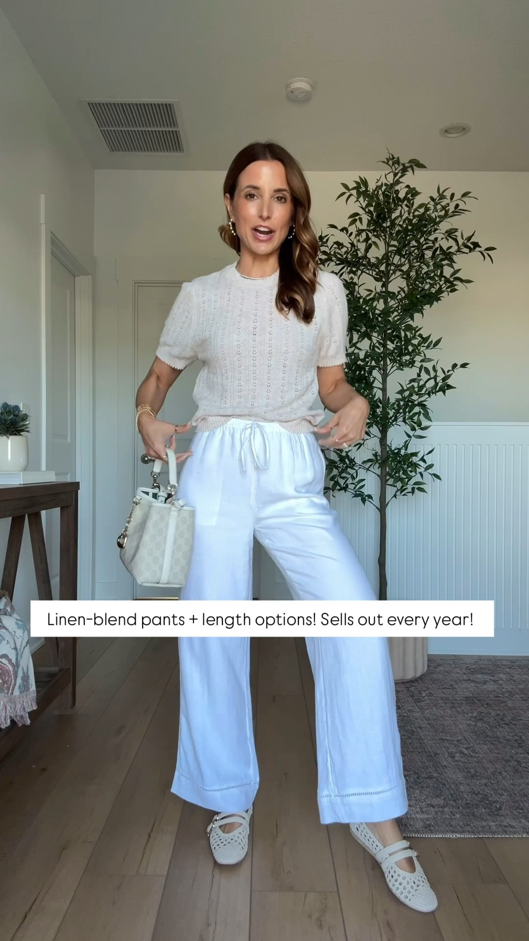 Abercrombie linen blend pull on pants in XXS short. Target neutral sweater top in XS. Gucci cream bucket bag size small. Resort wear. Spring outfit. Neutral outfit. Vacation outfit. *Top is an open stitch and needs something underneath!

#LTKTravel #LTKPetite #LTKootd