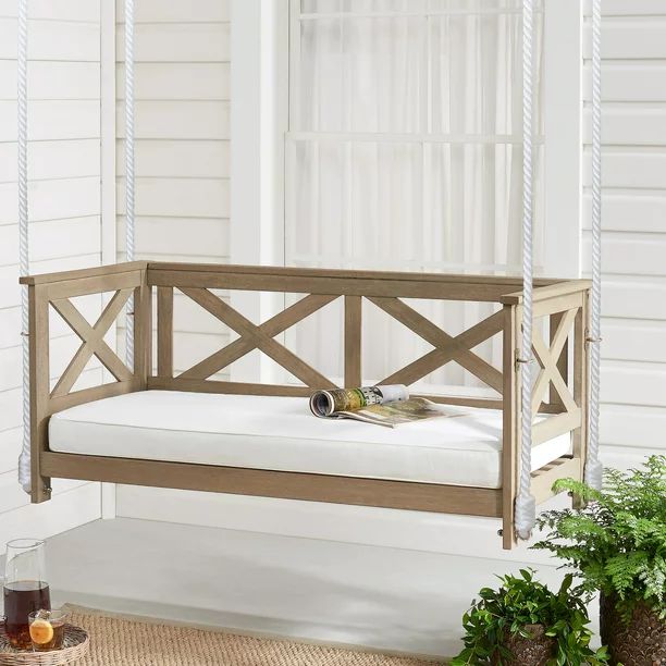 Mainstays Ella Rose 2-Person Cushioned Bench Porch Swing, Gray | Walmart (US)