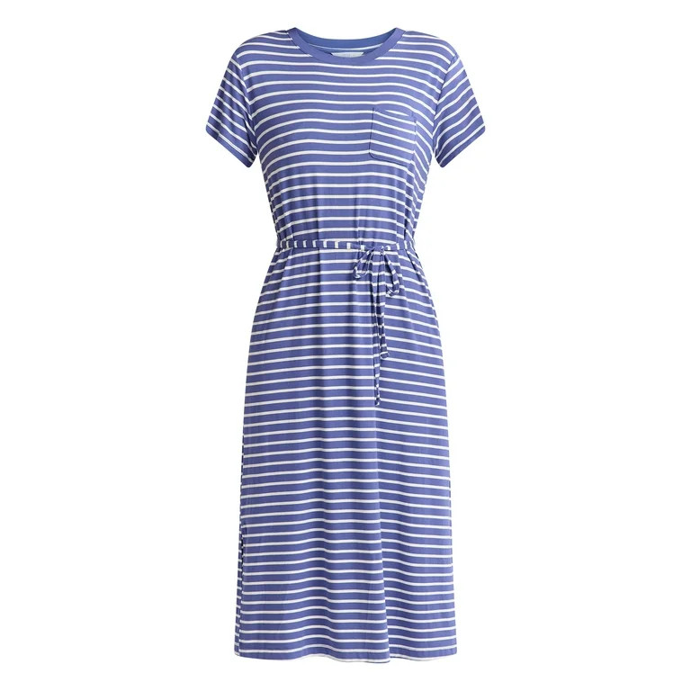 Time and Tru Women's and Women's Plus Belted Dress with Short Sleeves, Sizes XS-4X | Walmart (US)