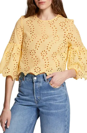 & Other Stories Eyelet Scallop Crop Blouse | Nordstrom | Nordstrom