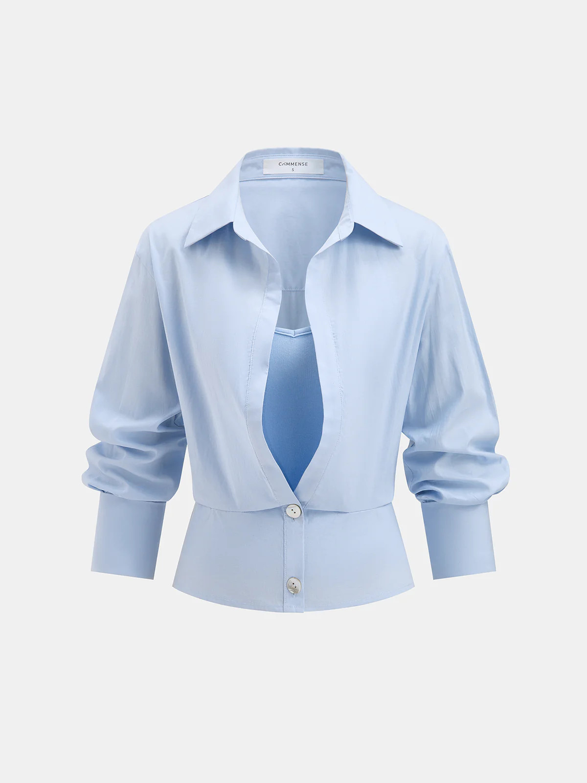 Cami Top & Button-Down Shirt Two-Piece Set | Commense