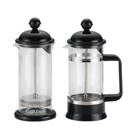 BonJour Coffee Borosilicate Glass French Press & Milk Frother Set, 12.7-Ounce, La Petite, Black | Walmart (US)