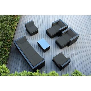 Ohana Depot Black 10-Piece Wicker Patio Seating Set with Sunbrella Coal Cushions PN1001-SCC - The... | The Home Depot