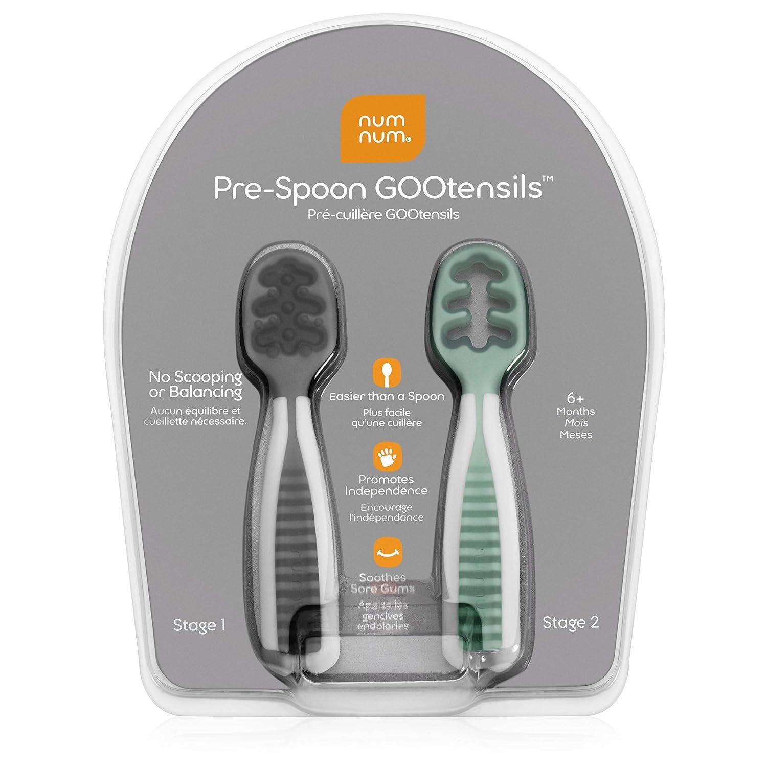 NumNum Pre-Spoon GOOtensils | Baby Spoon Set (Stage One + Stage Two) | BPA Free Silicone Self Fee... | Amazon (US)