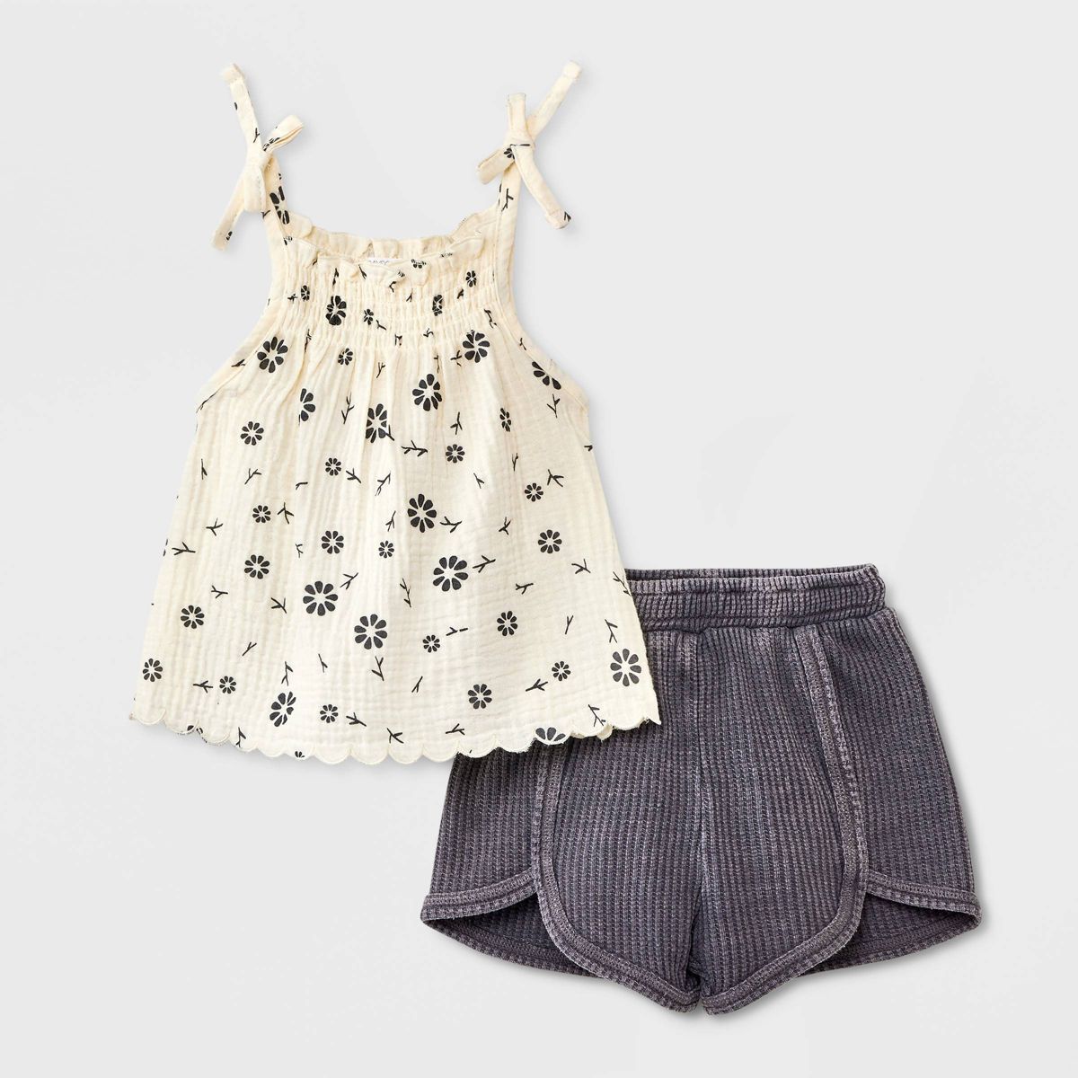 Grayson Mini Baby Girls' Floral Top & Bottom Set - Gray 12M | Target