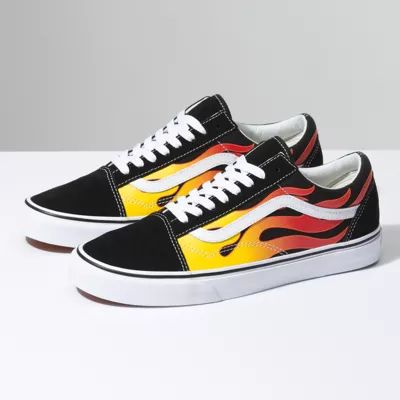 Vans Flame Old Skool (Black/Black/True White) | Vans (US)