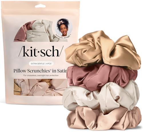 Kitsch Pillow Satin Scrunchies for Women - Hair Ties No Damage, No Crease Hair Accessories | Perf... | Amazon (US)