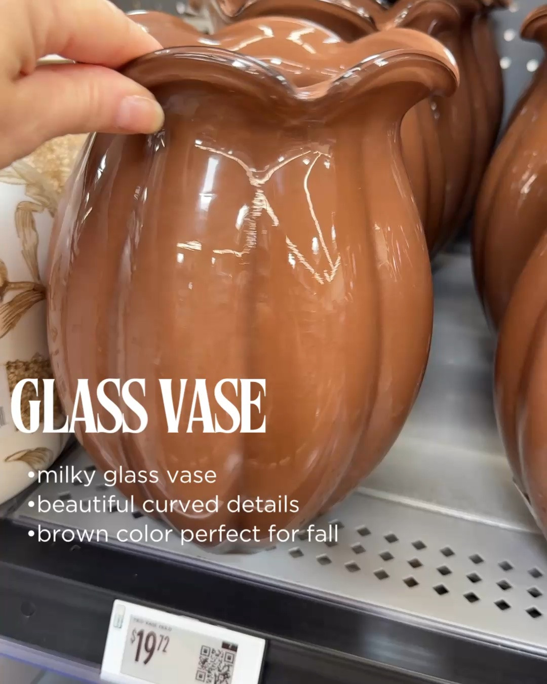 New fall home find: GLASS VASE
•milky glass vase
•beautiful curved details
• brown color perfect for fall

#LTKSeasonal #LTKHome