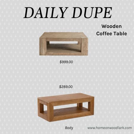 Daily Dupe:  Pottery Barn Palisades Rectangular coffee table and its Amazon dupe.  

Rustic coffee table.  Coffee table with shelf.  Living room furniture.  Coffee table wooden.  

#LTKhome #LTKfamily #LTKstyletip
