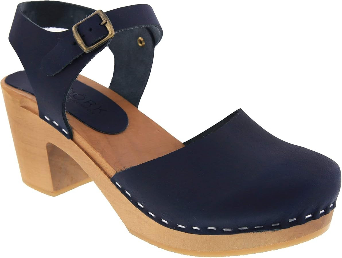 Bjork Margareta Mid-Heel Wooden Swedish Clog Sandals | Amazon (US)