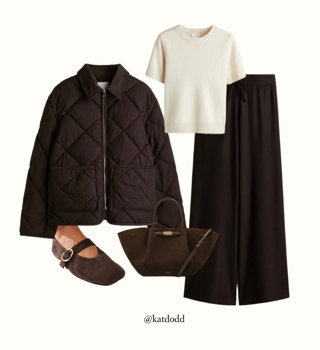 Quilted jacket but make it really chic!! Love how this fits 🤍 


Quilted jacket chocolate brown waffle trousers knitted cream t shirt brown Mary Jane shoes demellier midi New York bag mocha suede 

#LTKstyletip #LTKautumn #LTKuk
