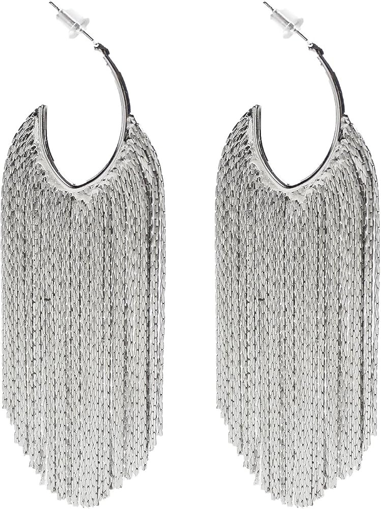 Boho Linear Tassel Drop Dangling Earrings For Women,Long Formal Country Bohemian Fringe Chain Cha... | Amazon (US)