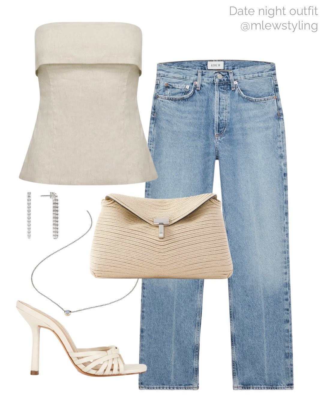 Summer date night outfit 🤍☁️

Tags: agolde lana jeans, aritzia linen tube top, toteme t-lock clutch bag, high heel sandals, drop earrings, elevated outfit

#LTKjeans #LTKsummer #LTKdatenight