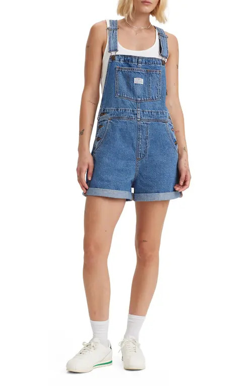 levi's Cotton Short Overalls in Foolish Love at Nordstrom, Size Small | Nordstrom