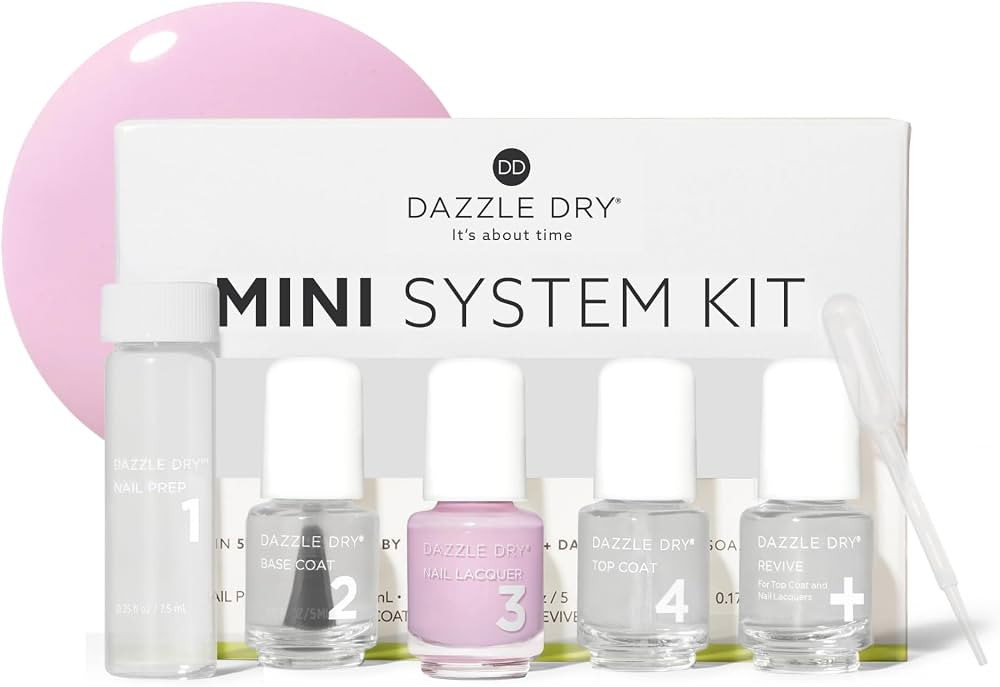 Dazzle Dry Mini Kit 4 Step System - Soft Caress - A cool peony pink. Full coverage cream. (5 Piec... | Amazon (US)