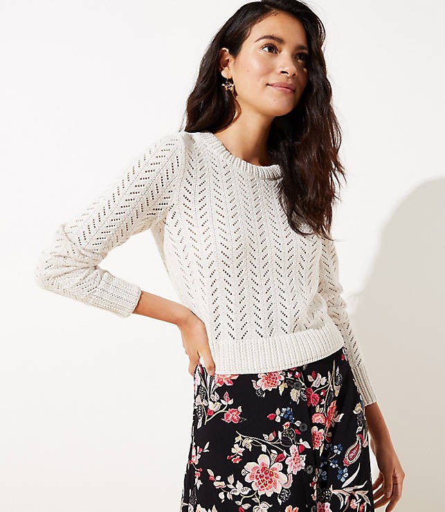 Chevron Cropped Sweater | LOFT