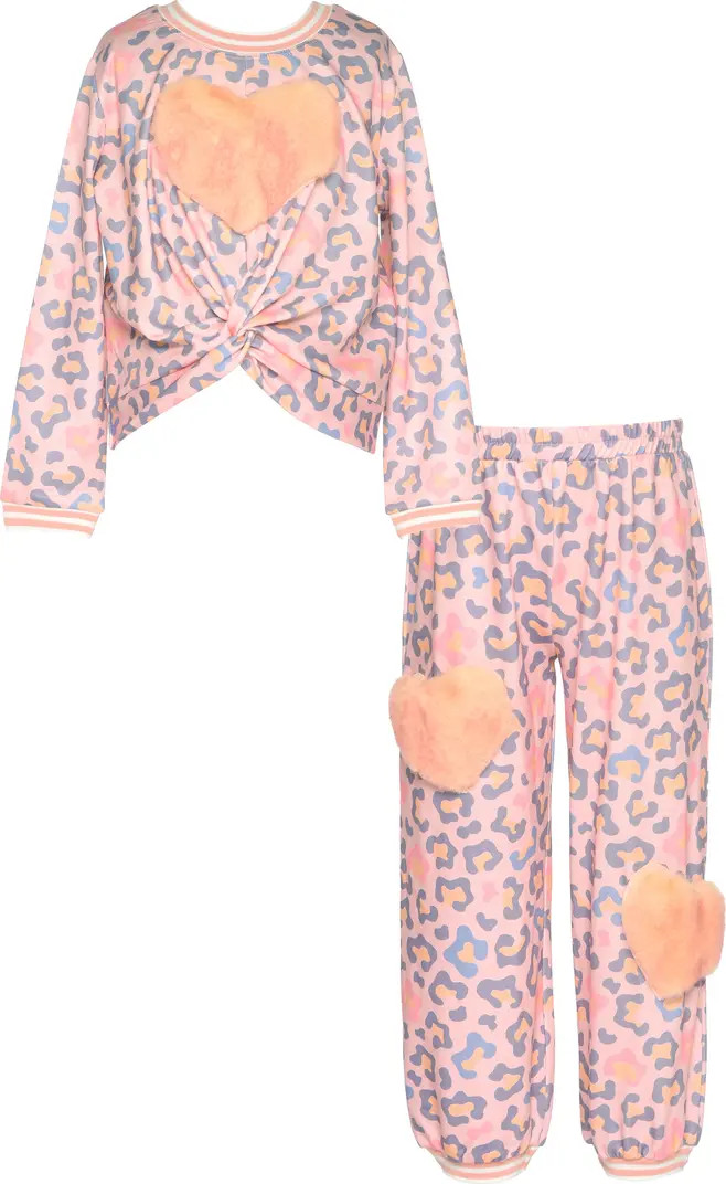 Truly Me Kids' Faux Fur Heart Appliqués Sweatshirt & Joggers Set | Nordstrom | Nordstrom