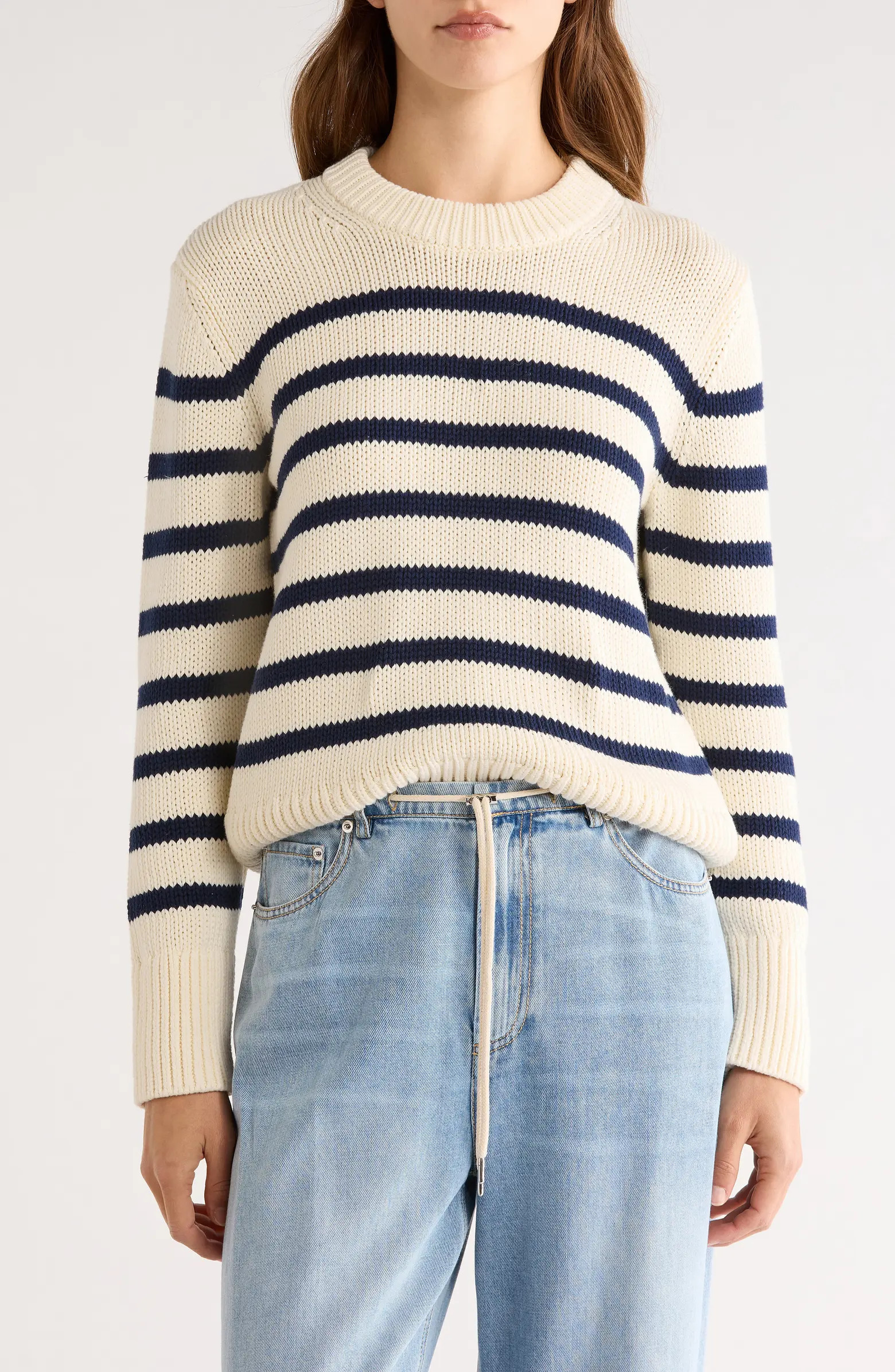 Alise Stripe Crewneck Cotton Sweater | Nordstrom
