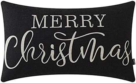 TRENDIN Christmas Throw Pillow Cover 20x12 inch, Black Lumbar Throw Pillowcase, Home Chair Office... | Amazon (US)