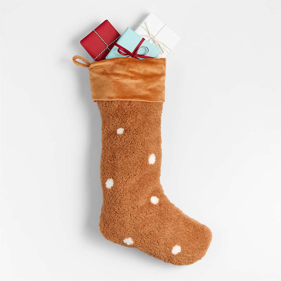 Caramel Sherpa Polka-Dot Kids Christmas Stocking | Crate & Kids | Crate & Barrel