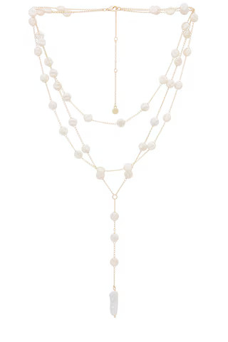 Pearl Coin Layered Lariat Necklace | Revolve Clothing (Global)