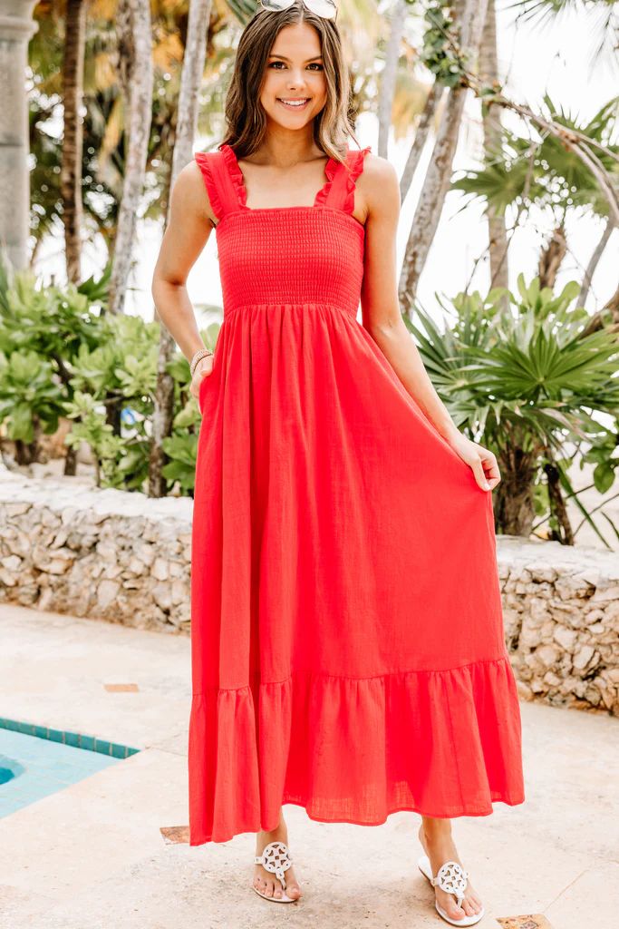 Easy Love Red Smocked Maxi Dress | The Mint Julep Boutique