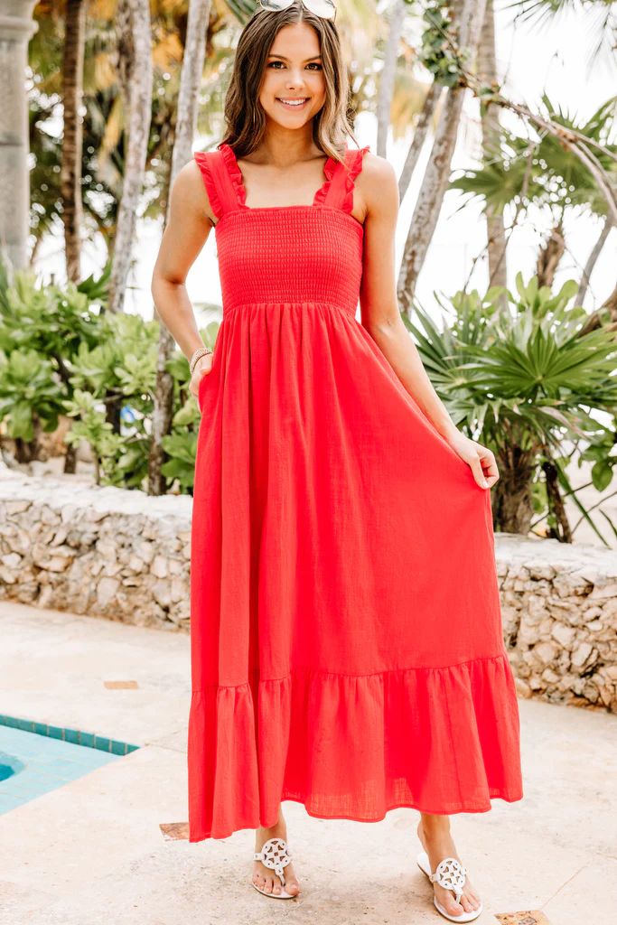 Easy Love Red Smocked Maxi Dress | The Mint Julep Boutique