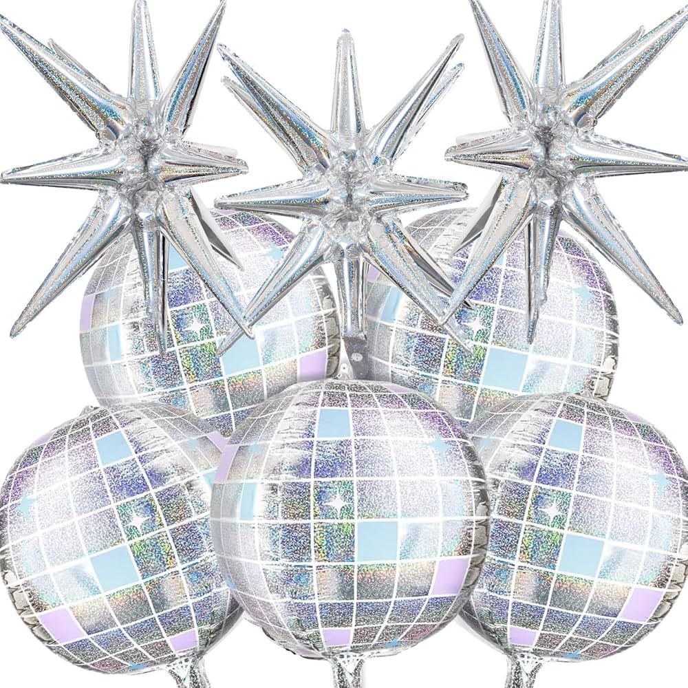 OuMuaMua Disco Ball Balloons for 70s 80s Disco Party Decorations, 22 Inch Large 4D Iridescent Dis... | Amazon (US)