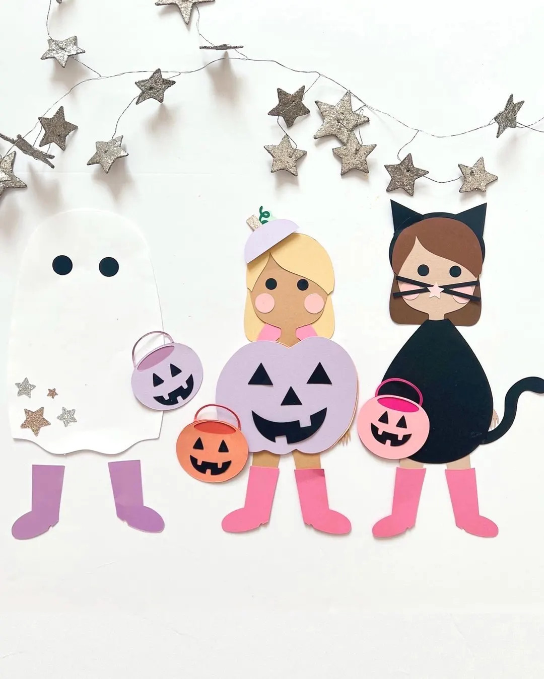 Trio trick-or-treaters Ghost, Jack-o-lantern & Kitty Craft Kit for Kids - Etsy | Etsy (US)