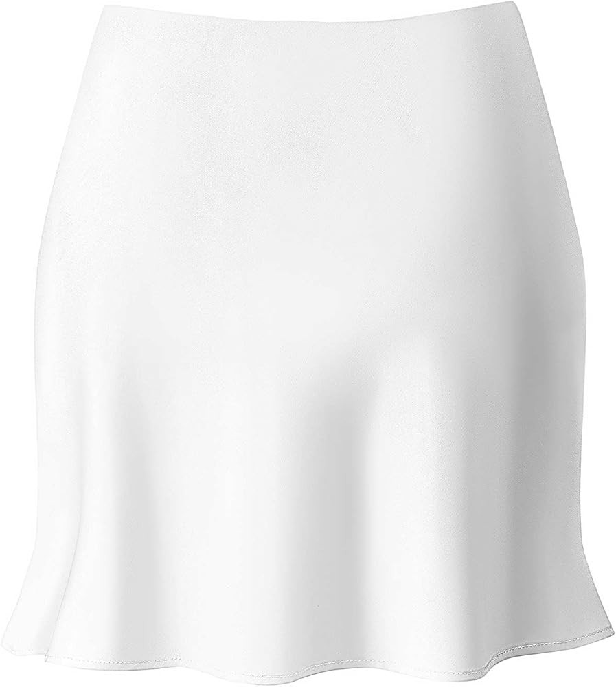 Mini Skirts for Women Satin High Elastic Waist Ruffle Bodycon Short Skirt | Amazon (US)