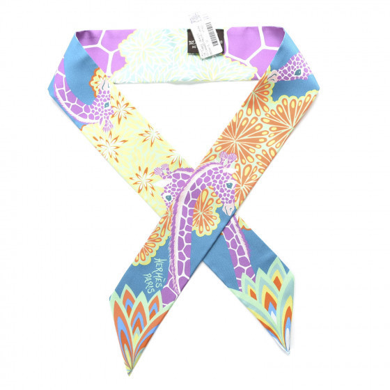 HERMES Silk The Three Graces Twilly Canard Mauve Jaune | Fashionphile