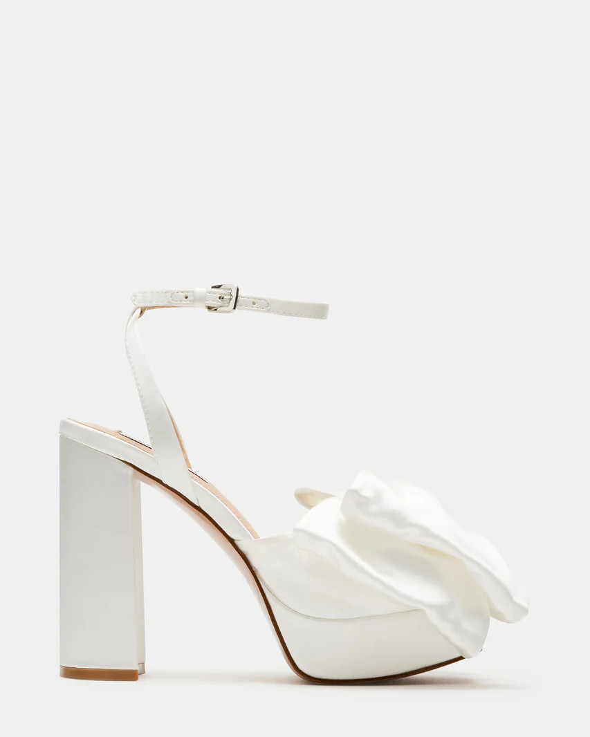 LIVELY White Satin Bow Detailed Platform Heel | Women's Heels | Steve Madden (US)
