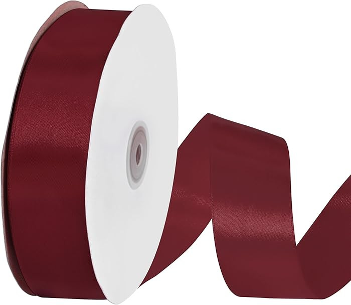 Burgundy Satin Ribbon 1-1/2 inch X 100 Yards Fabric Ribbons for Gift Wrapping Bows Bouquet Sewing... | Amazon (US)