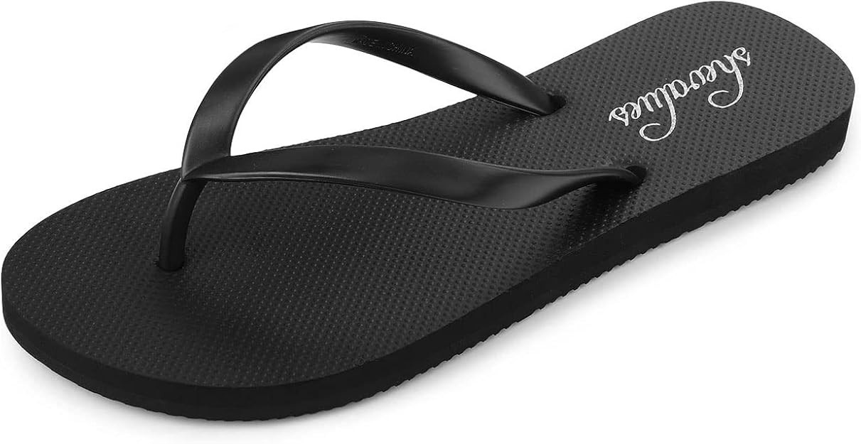 shevalues Slim Flip Flops for Women Beach Rubber Shower Shoes Basic Thong Sandals | Amazon (US)