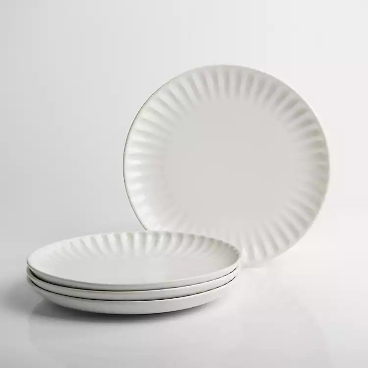 White Petals Ceramic Salad Plates, Set of 4 | Kirkland's Home