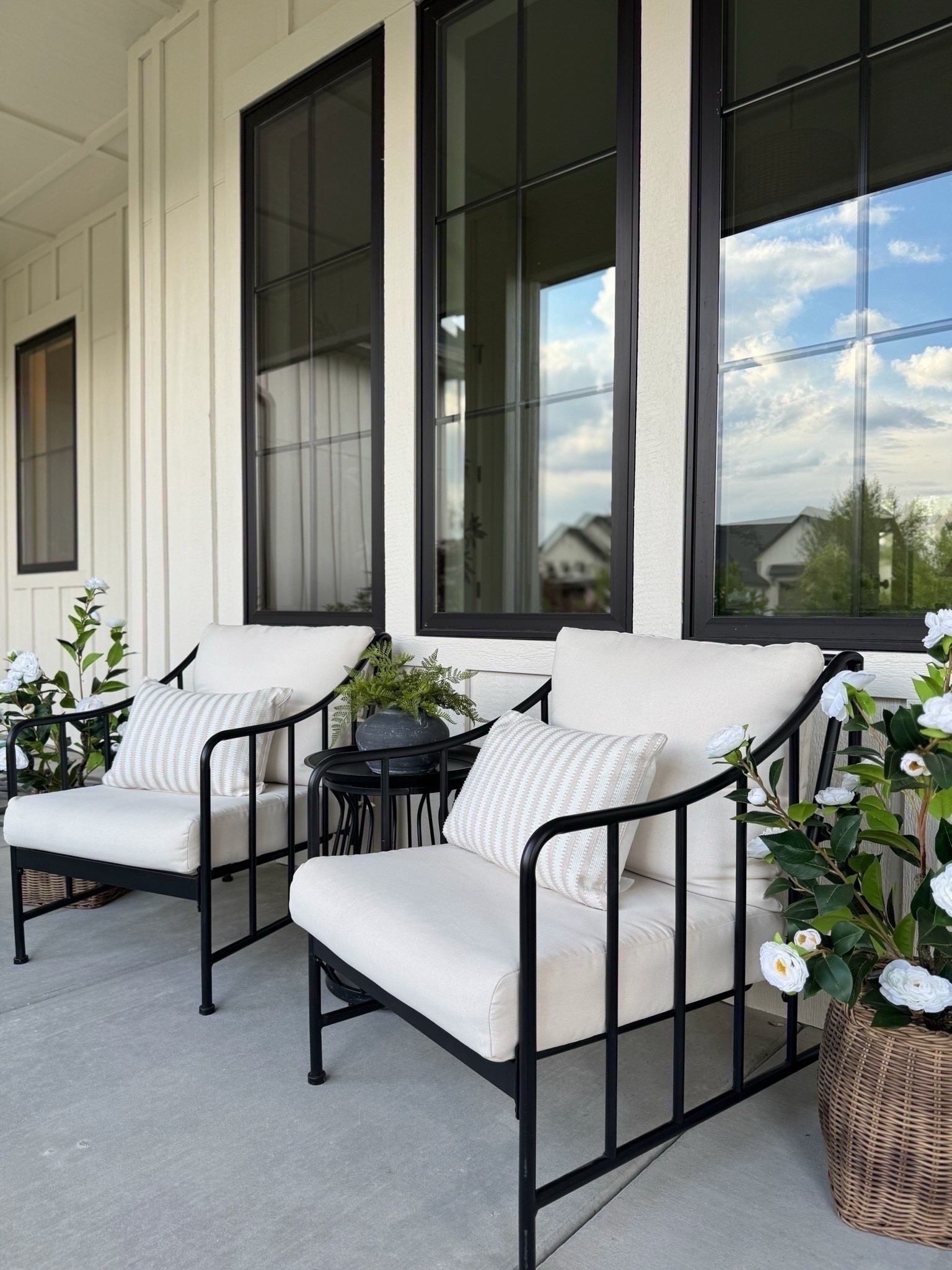 Back in stock!! This 3 piece patio chat set is a favorite! I love the comfort, style, and affordability. It comes in this beautiful cream as well as a striped and blue. Love!

#LTKHome #LTKSaleAlert