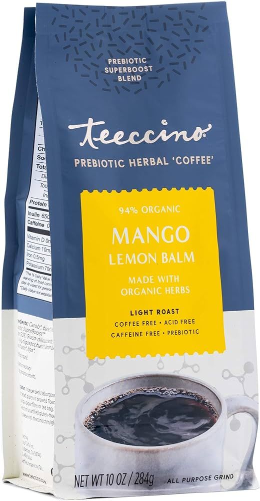Teeccino Mango Lemon Balm - Prebiotic Superboost™ Herbal Blend - Steep Like Loose Leaf Tea or B... | Amazon (US)